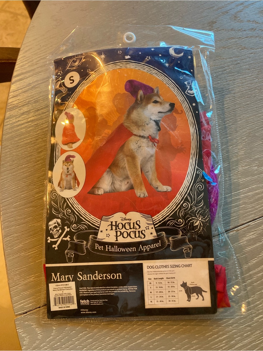 Disney Hocus Pocus Mary Sanderson Red Pet Cape and Purple Wig - Small